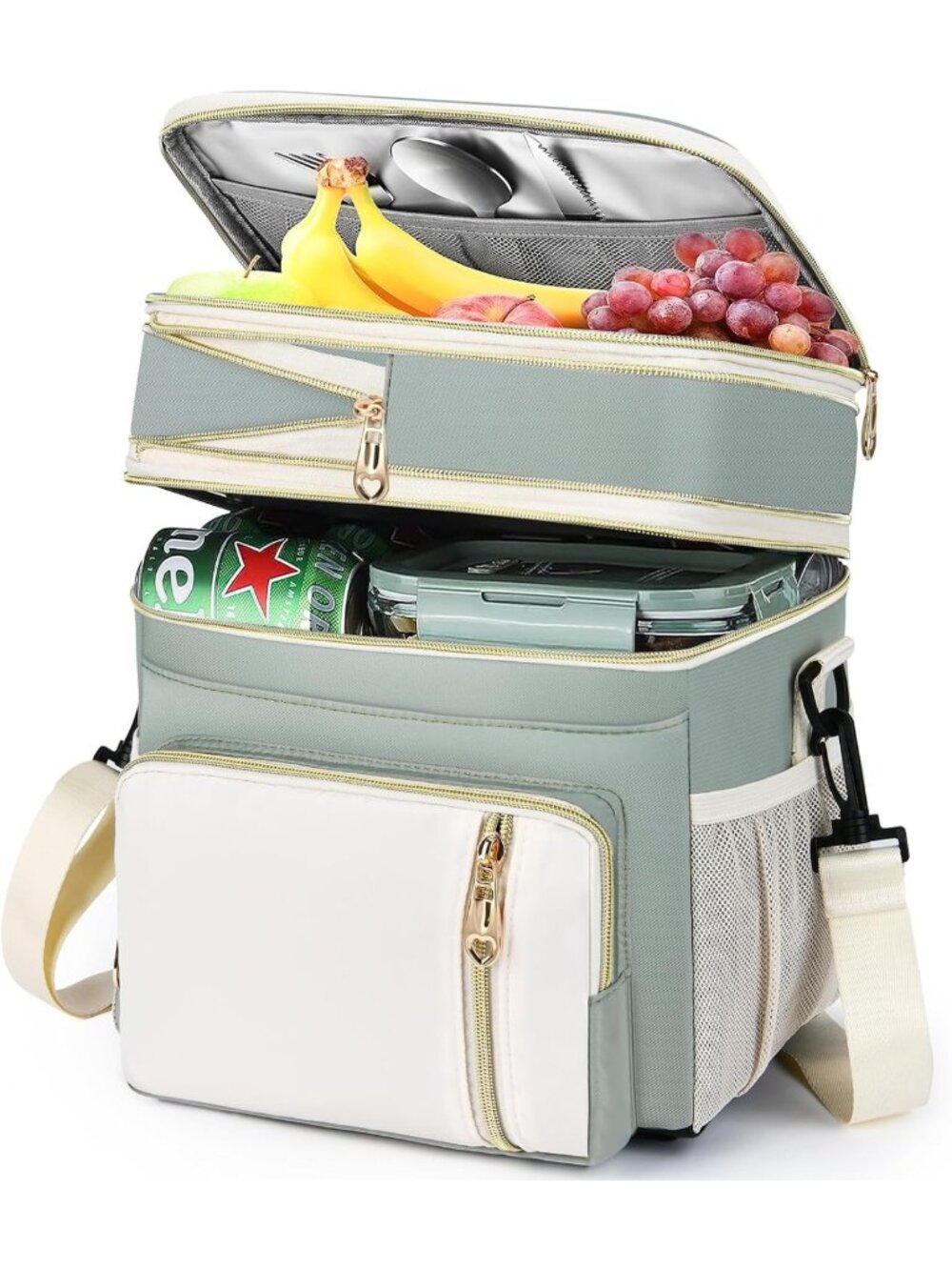Expandable Insulated Lunch Bag for Women - Leakproof Cooler Tote, 16L, Olive